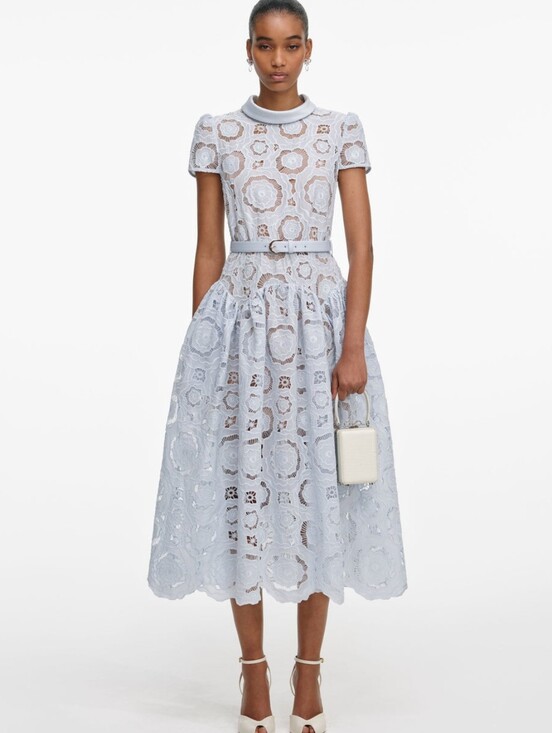 Self-Portrait Dresses & Skirts - Self Portrait Blue Floral Lace Midi Dress